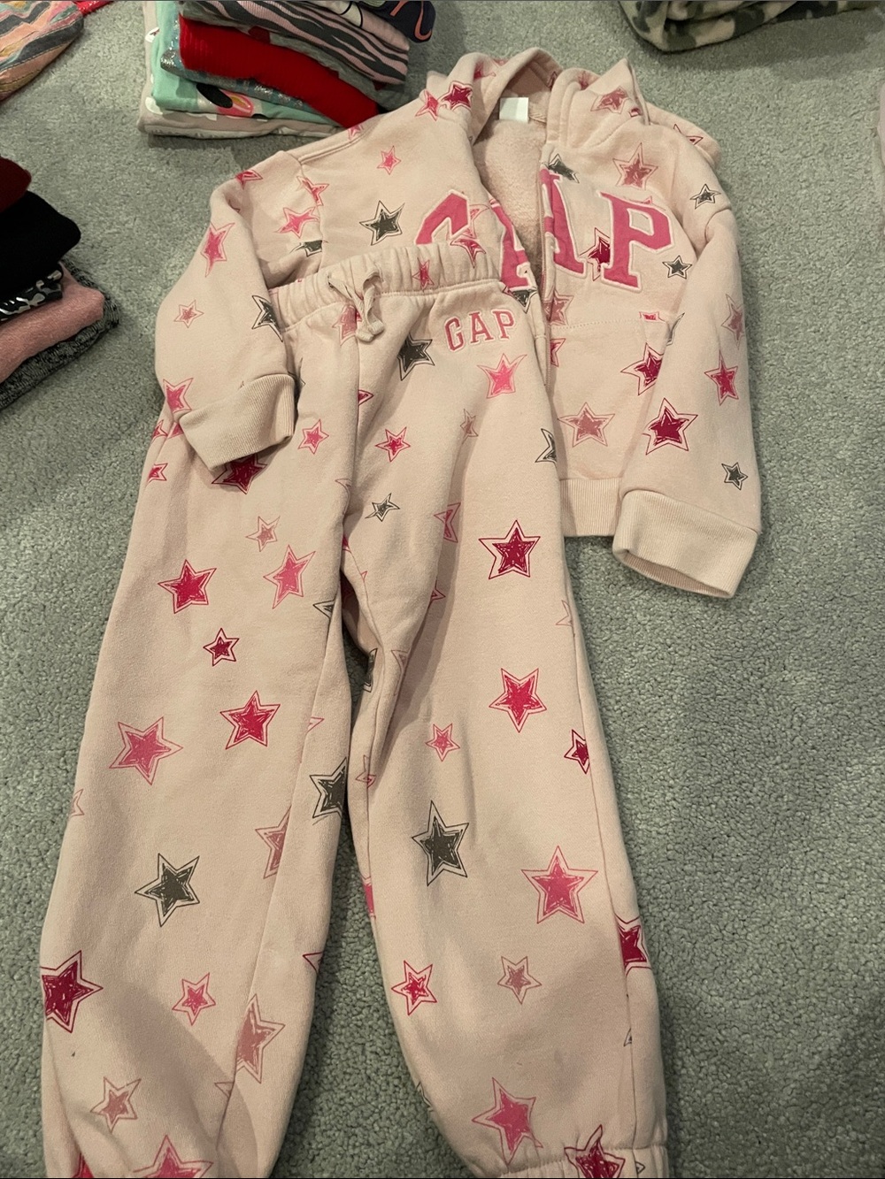 GAP Light Pink Star Sweatsuit Set with Hood